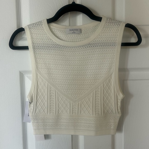 Babaton aritzia pointelle knit tank white new e space crop top - Picture 4 of 6